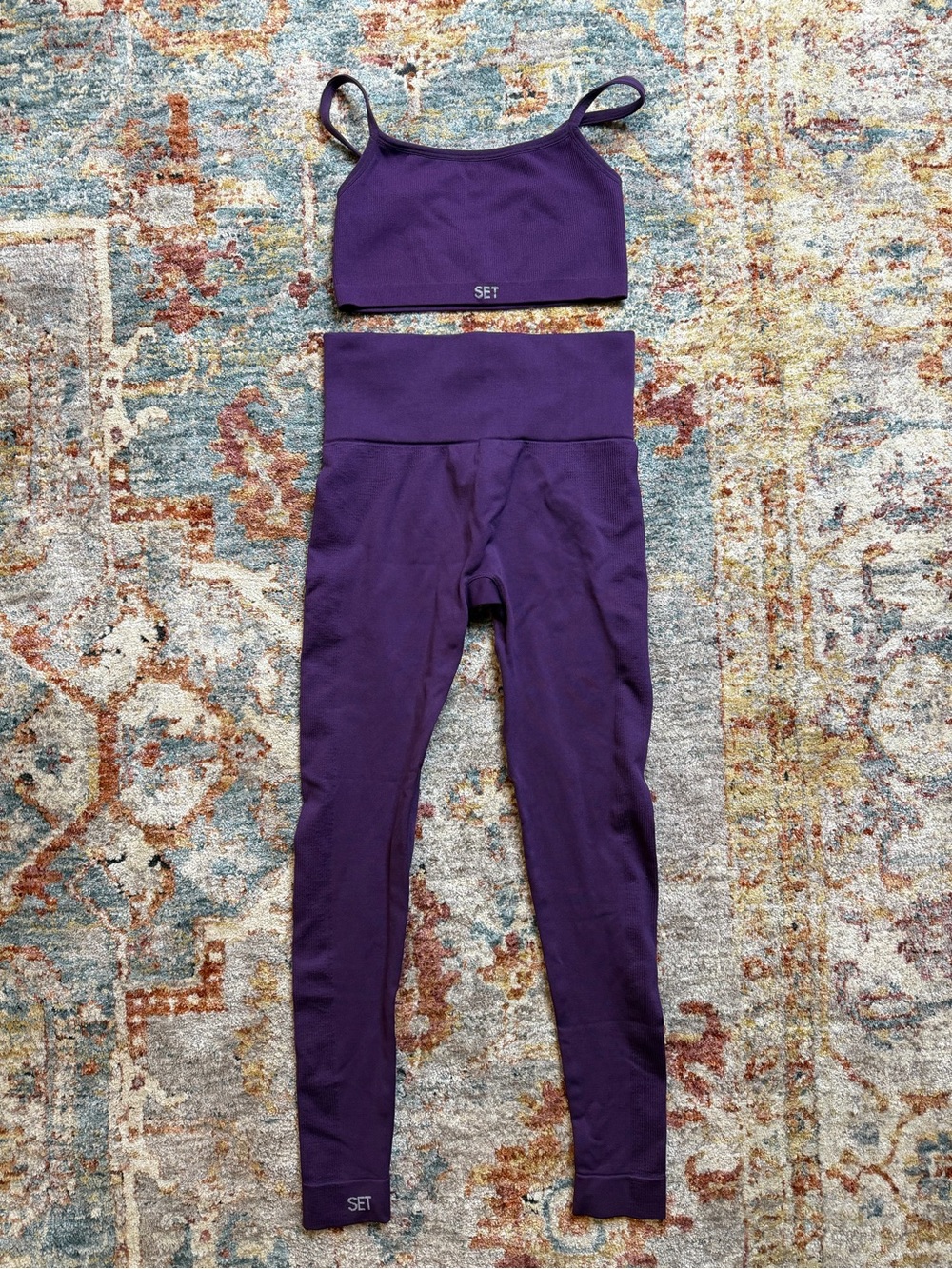 Set active-Purple' High-Waist Leggings & sports bra Top Set